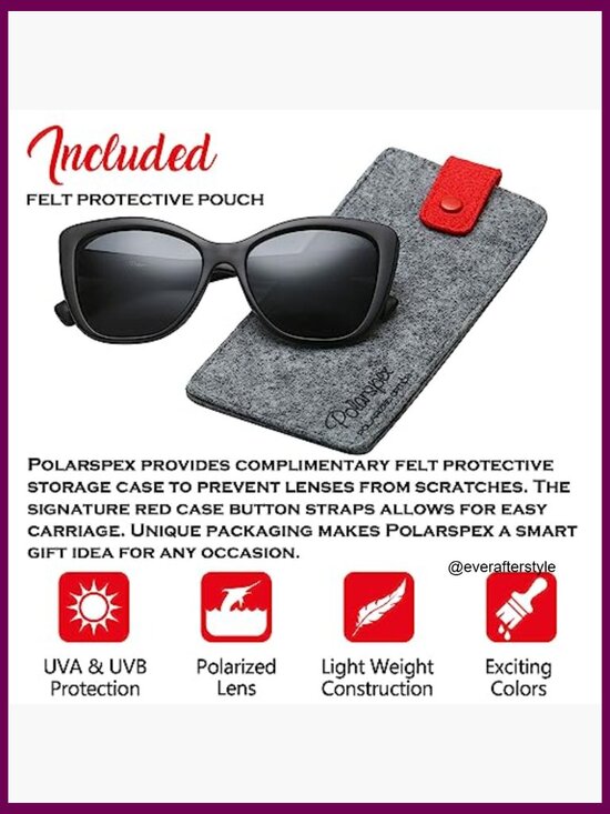 Polarized Cat Eye Sunglasses, Oversized UV400 Protection, Plastic Frame main image 5